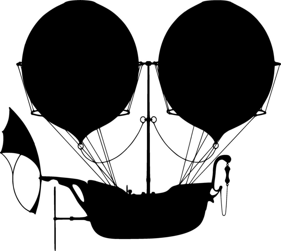 Hot Air Ballon  Silhouette Vector on white background