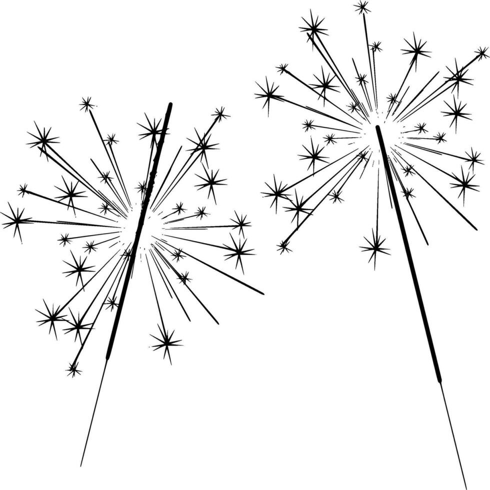 Fireworks Silhouette Vector on white background