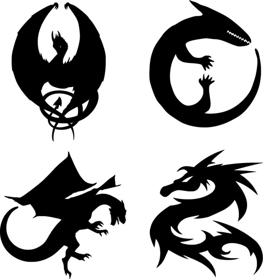 Dragon Silhouette Vector on white background