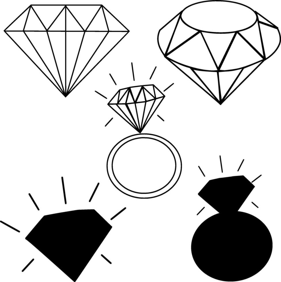 Diamond Silhouette Vector on white background