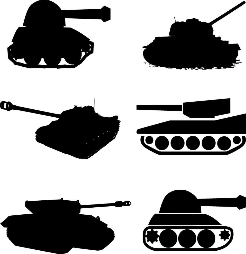 Battle Tank Silhouette Vector on white background