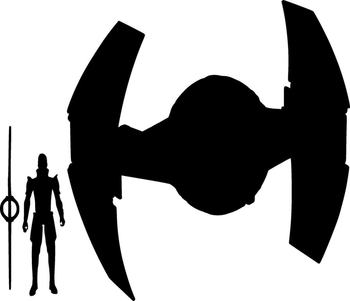 Spaceship Silhouette Vector on white background