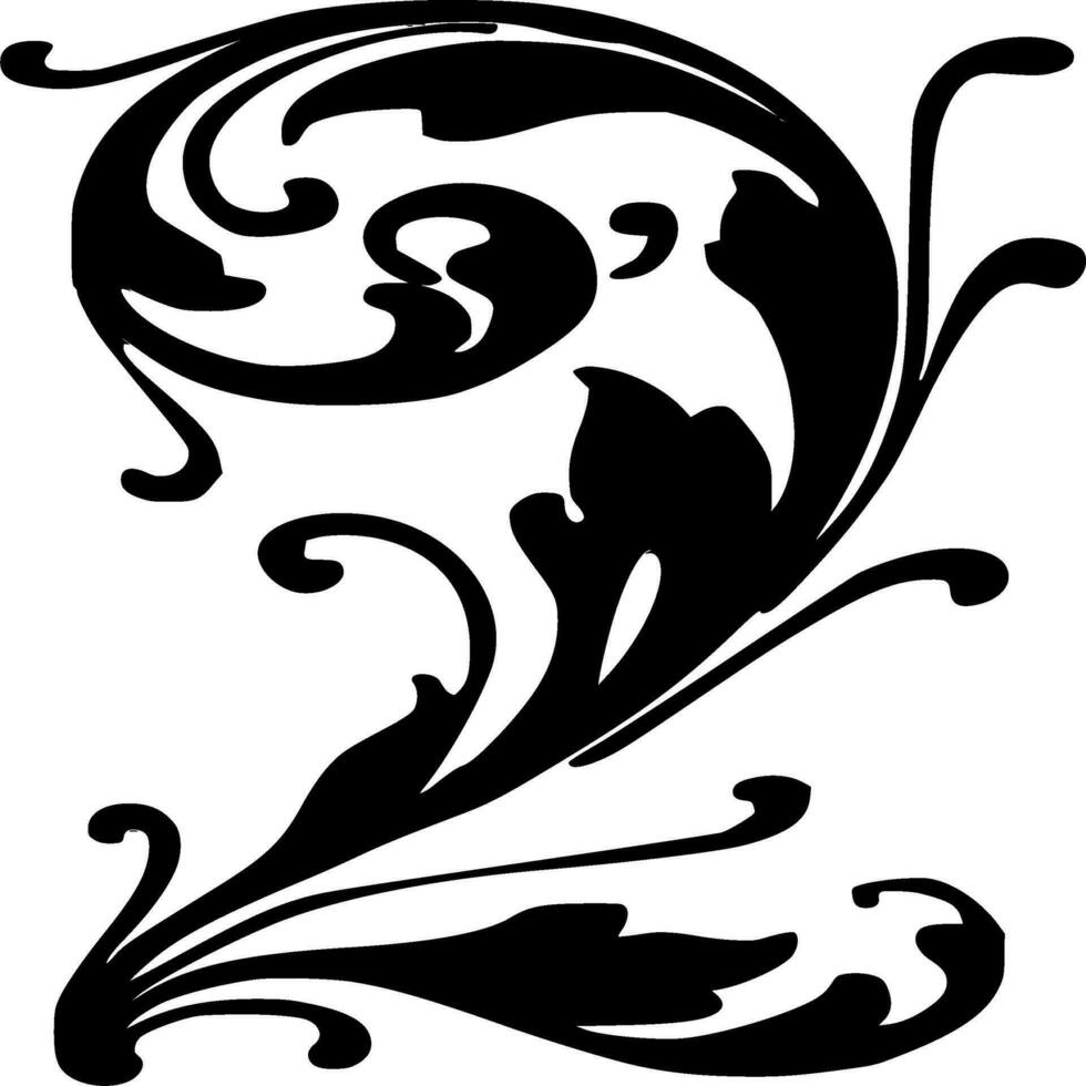 Number 2 Silhouette Vector on white background