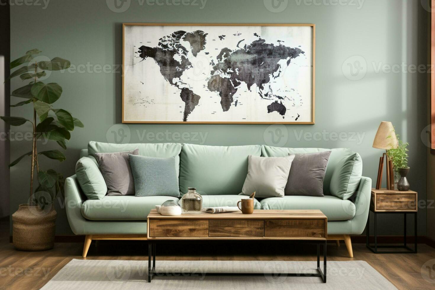 AI generated beautiful modern style living room mockup picture photo