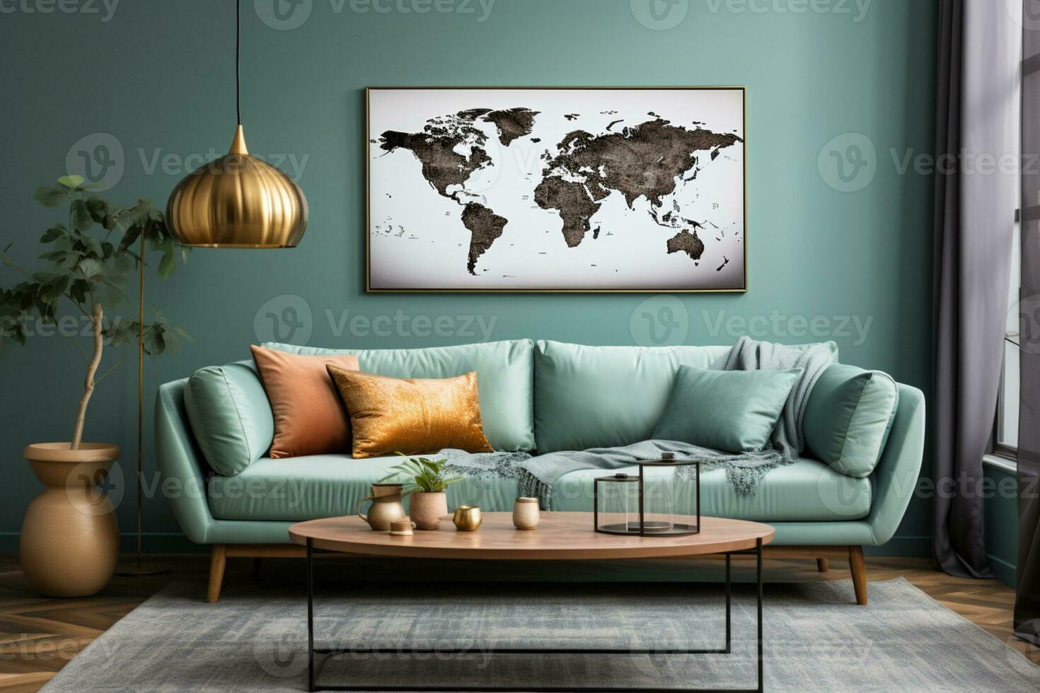 AI generated beautiful modern style living room mockup picture photo