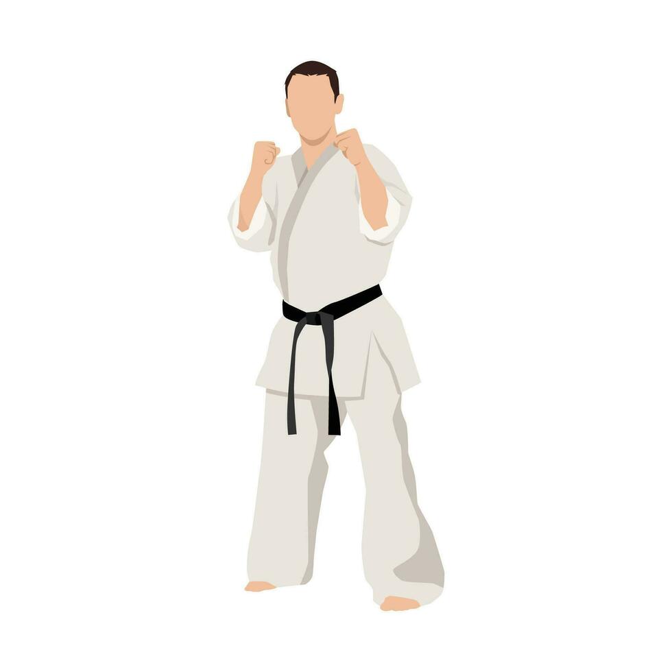 Karate stance character illustration. Asian martial art. vector