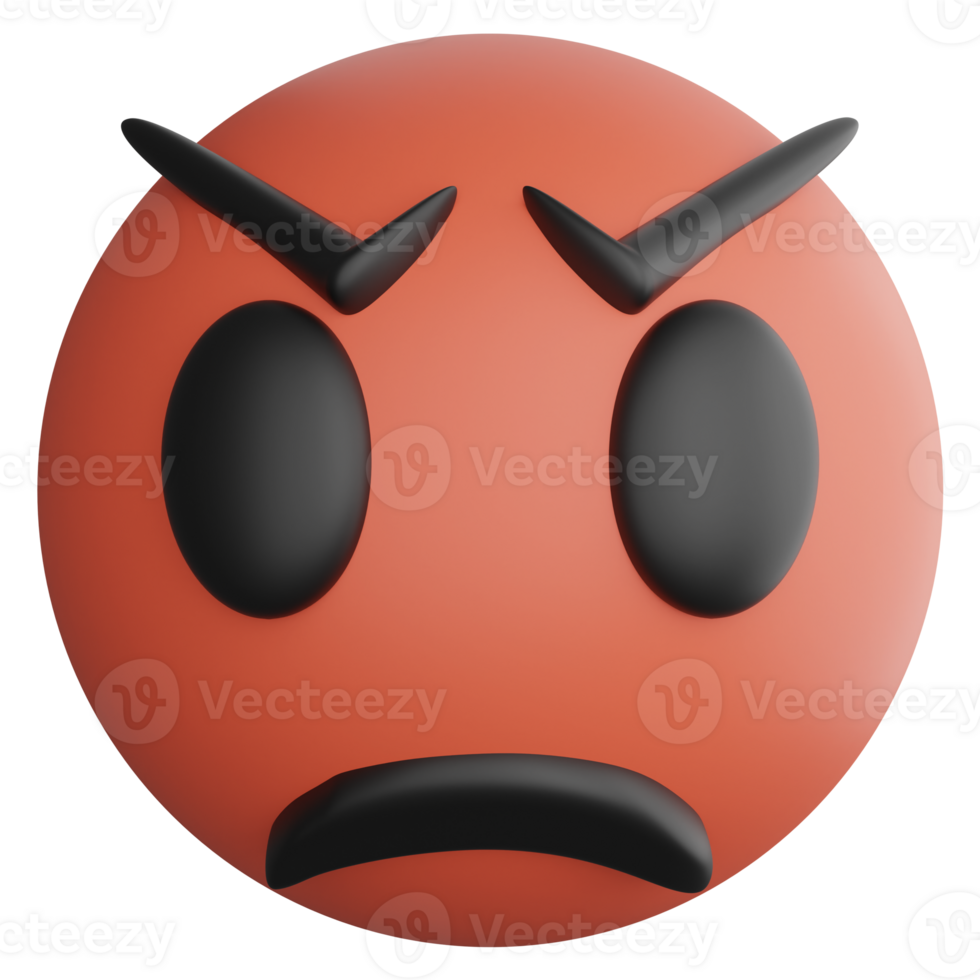 Angry emoji clipart flat design icon isolated on transparent background, 3D render emoji and emoticon concept png