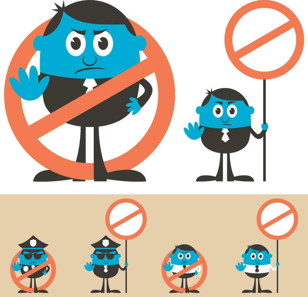 Forbidden Cartoon Set vector