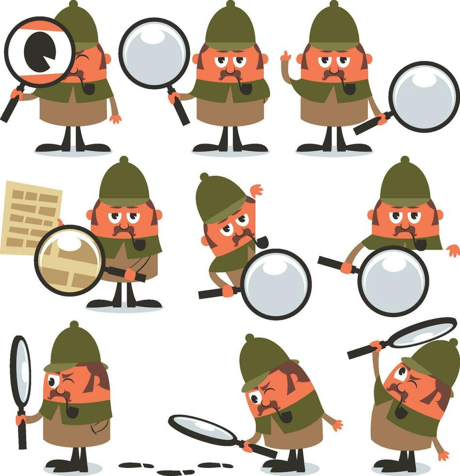 Detective Cartoon Set vector