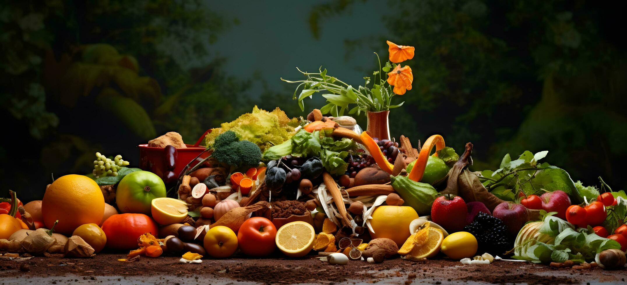 AI generated Food waste still life as a concept of healthy nutrition photo