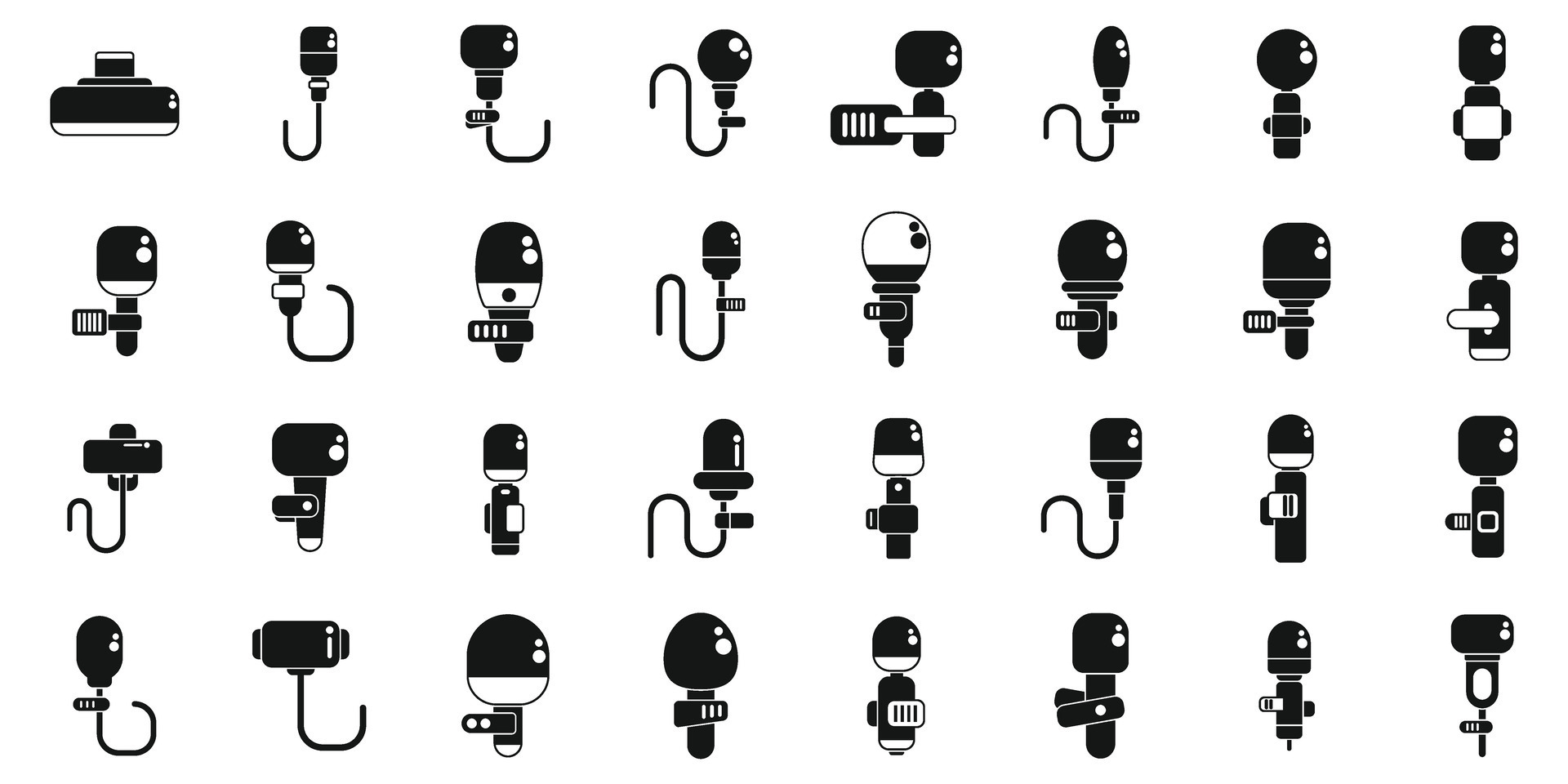 Lapel microphone icons set simple vector. Audio broadcast 35509976