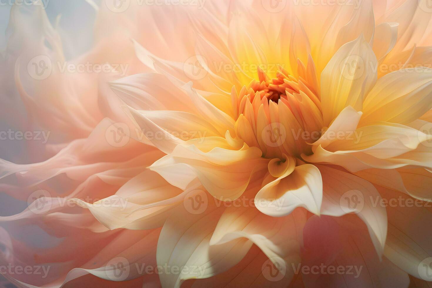 AI generated Colorful dahlia flower closeup background. Soft focus