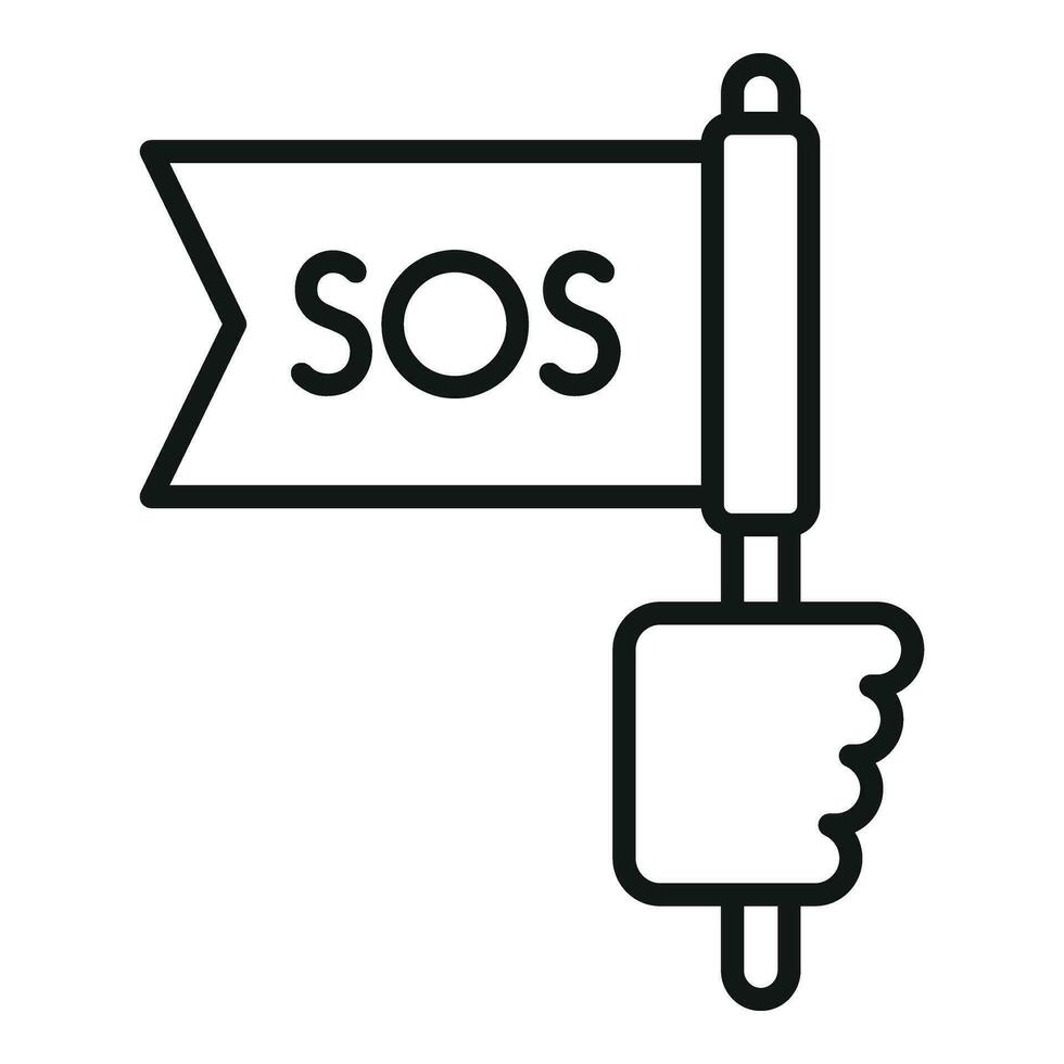 Sos help flag icon outline vector. Warning rescue vector