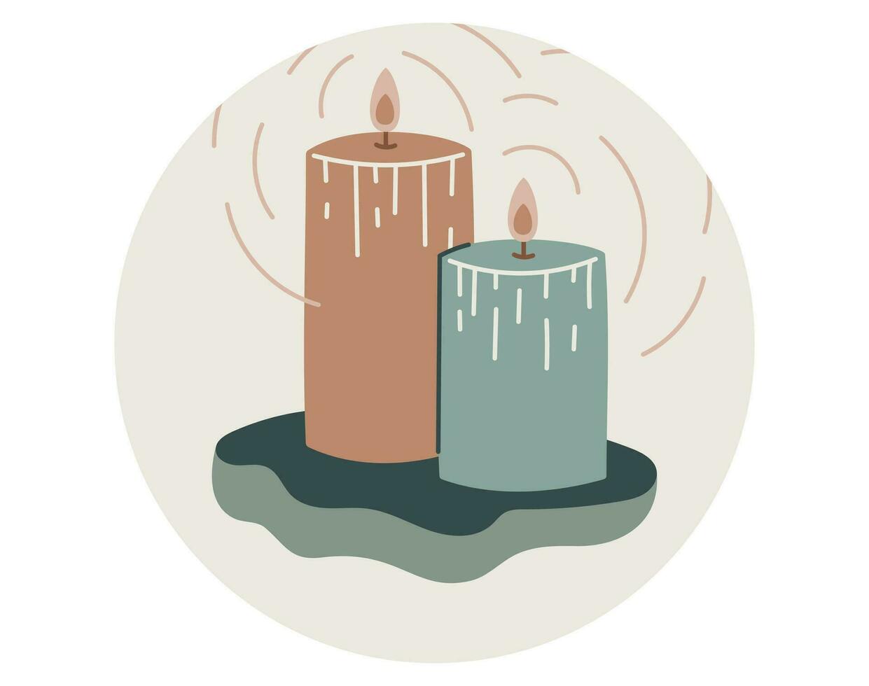 cubrir modelo para social medios de comunicación reflejos. decorativo velas con fuego, plano estilo. vector aislado redondo etiqueta o pegatina.