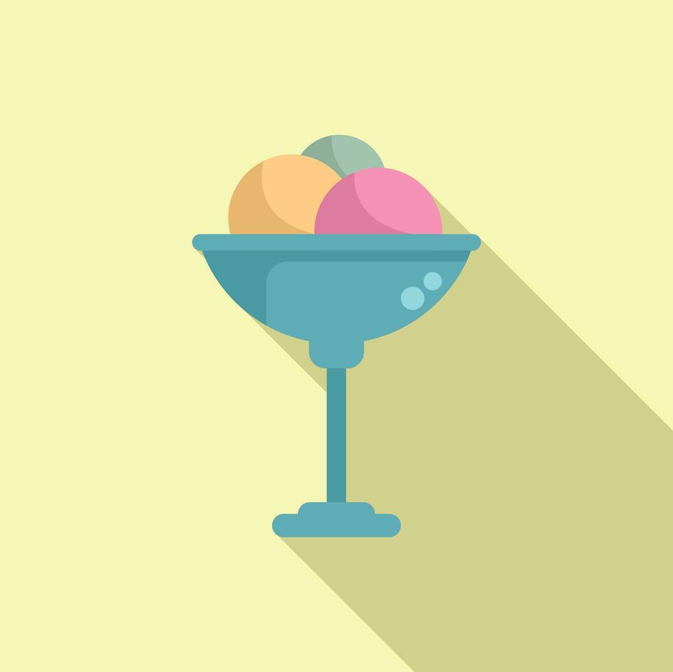 Gelato glass cup icon flat vector. Ice cream dessert vector