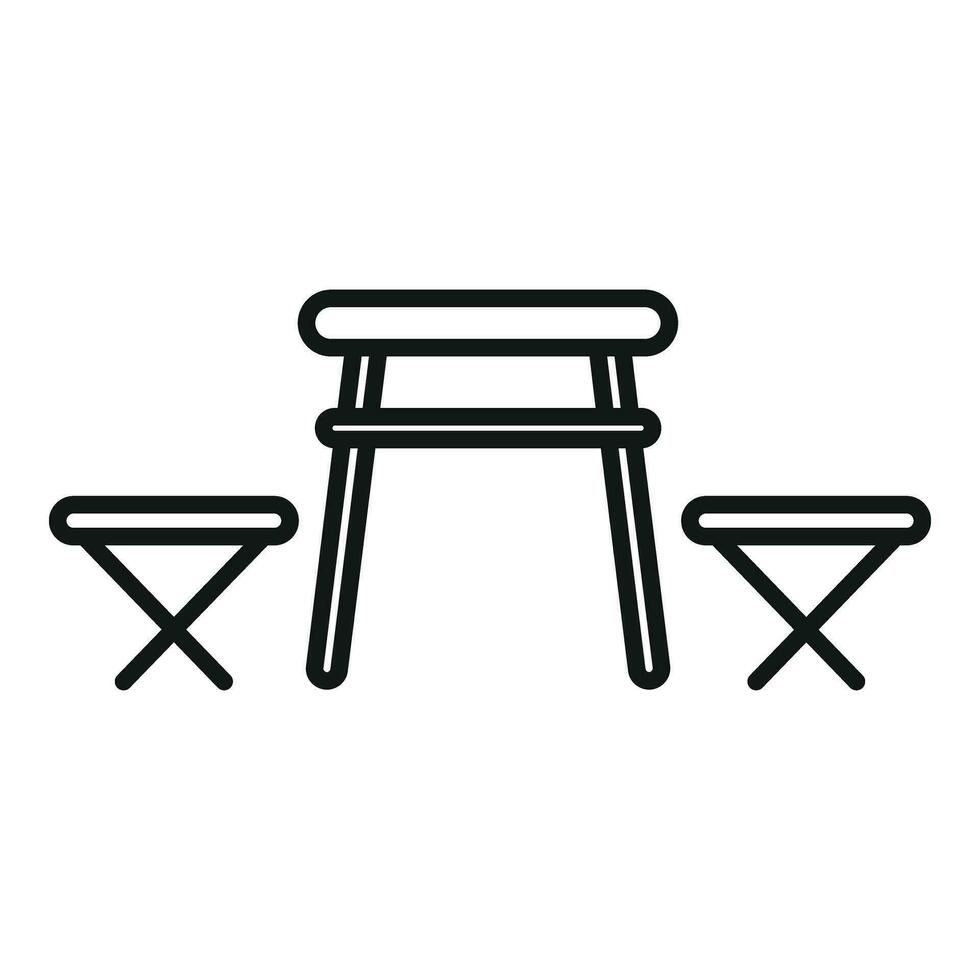 Campsite outdoor furniture set icon outline vector. Tourist nature vector