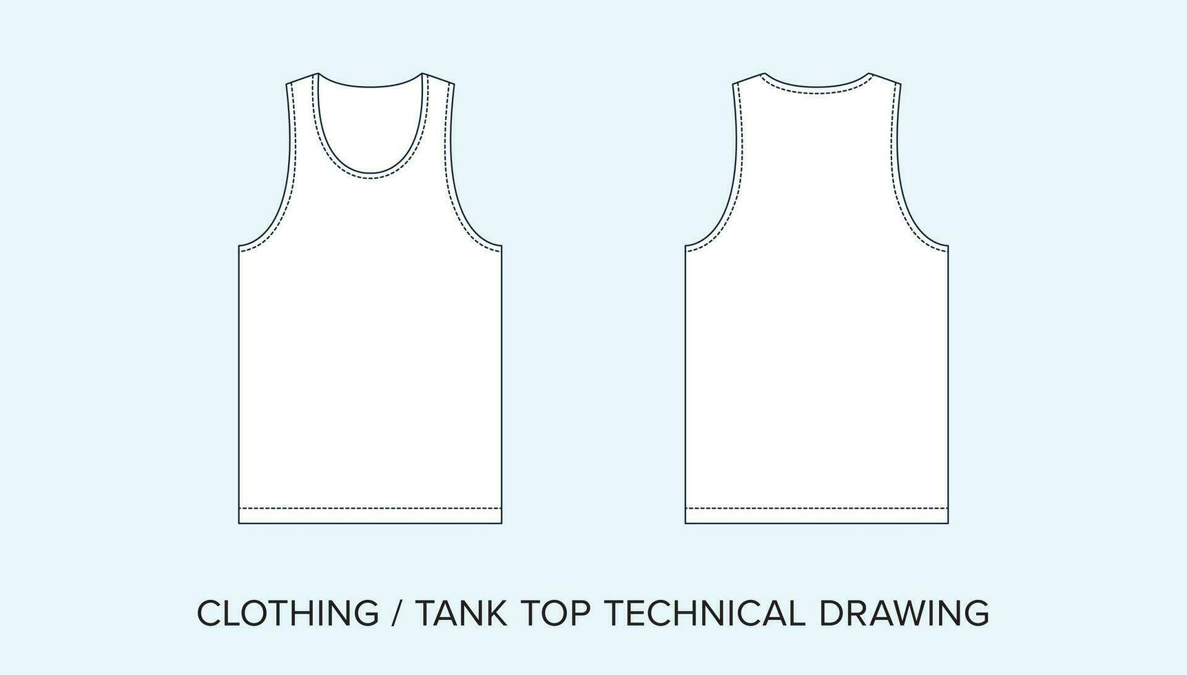 Tank Top Technical Drawing, Apparel Blueprint for Fashion Designers vector