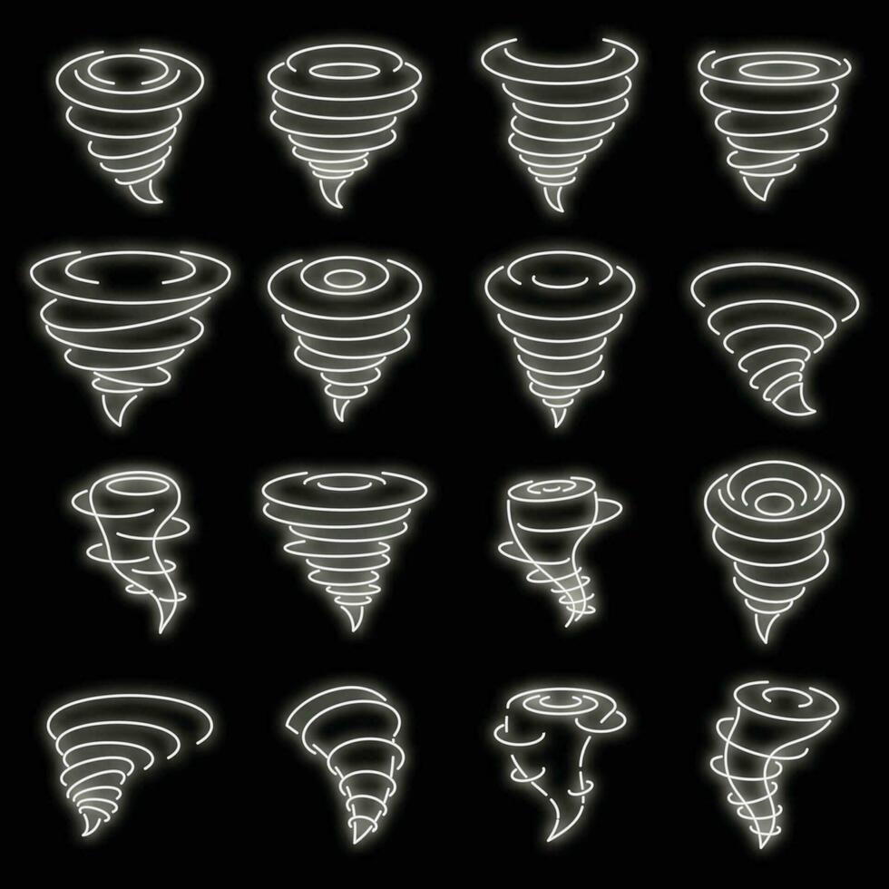 Tornado air icons set vector neon