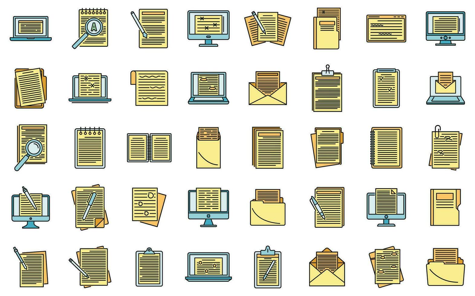 Editor content icons set vector color