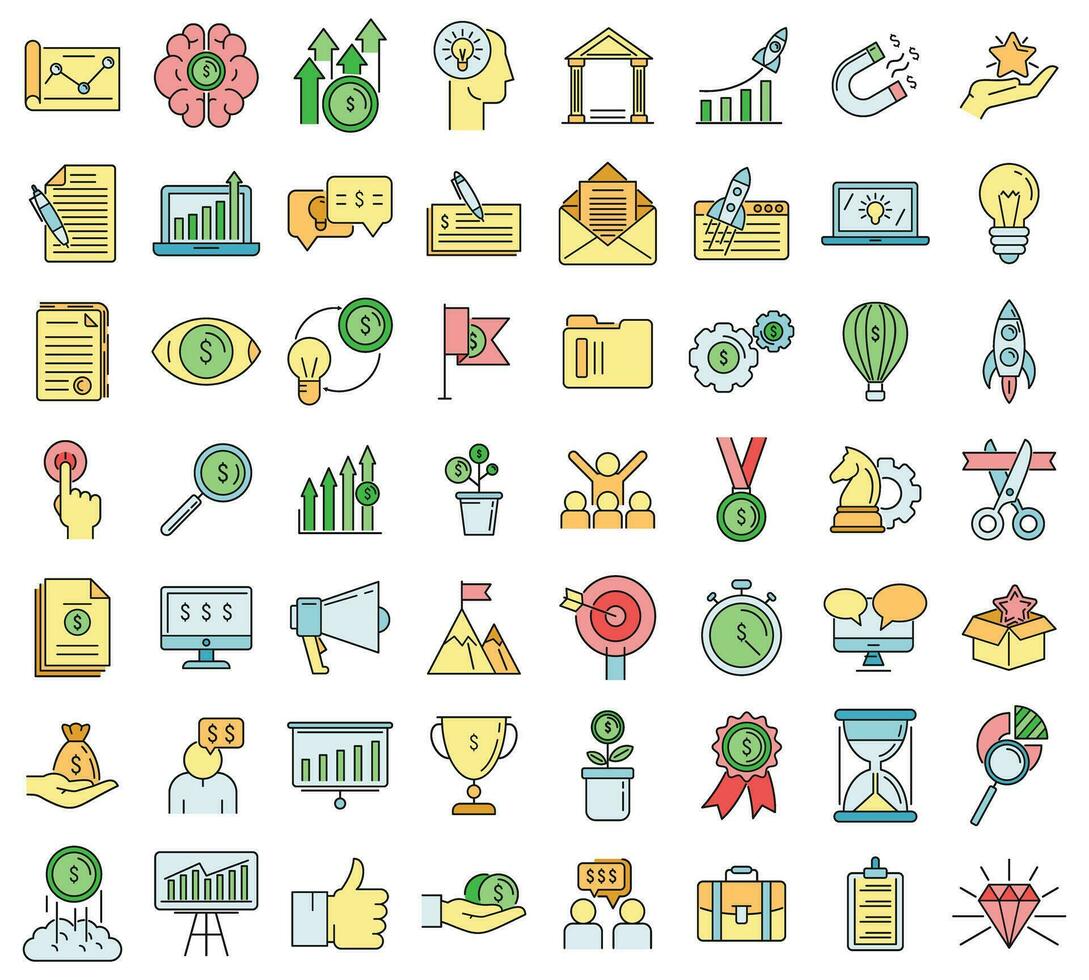 Startup icons set vector color