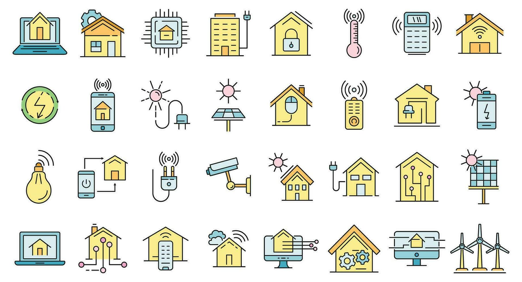 Autonomous house icon set vector color