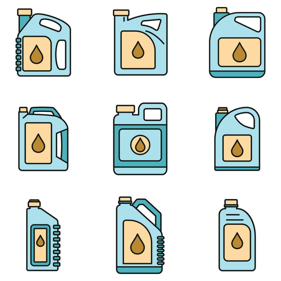 Modern motor oil icons set vector color