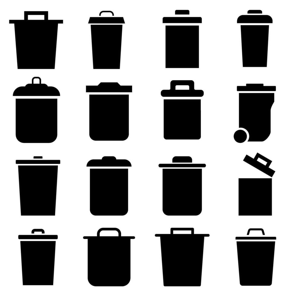 basura lata vector icono colocar. basura ilustración firmar recopilación. residuos logo.