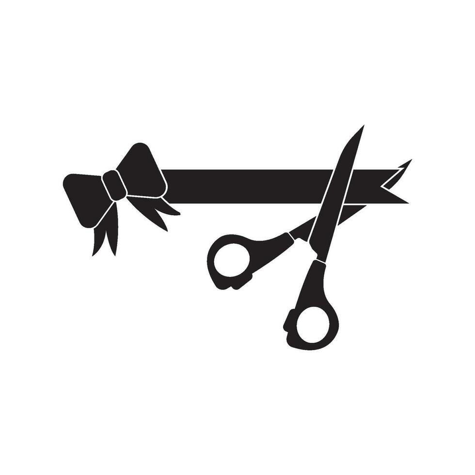 Ribbon cutting logo icon, design vector illustration template.