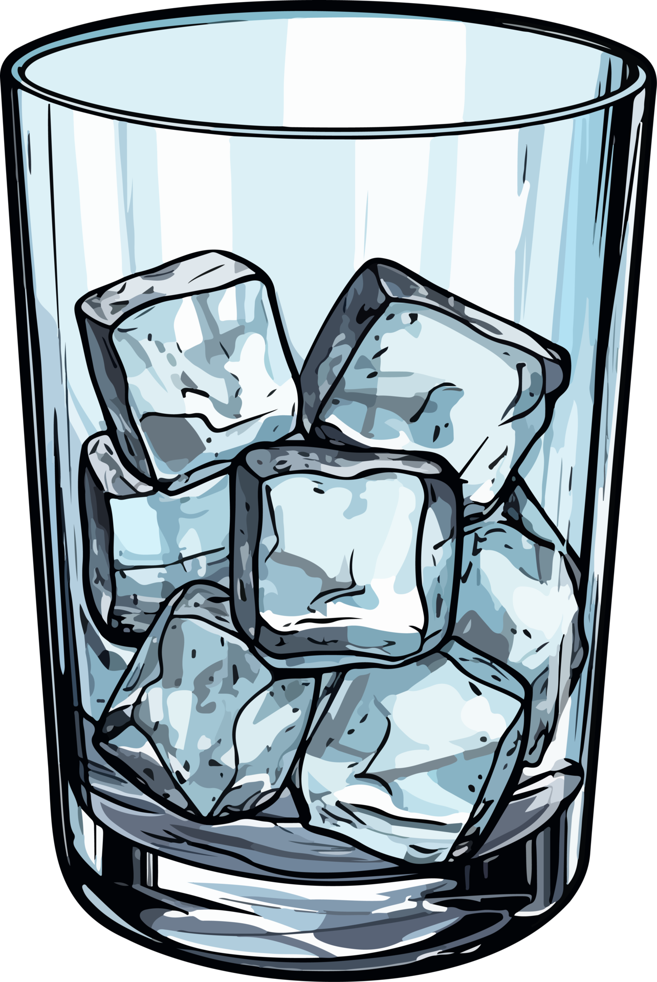 AI generated Glass with water and ice clipart design illustration