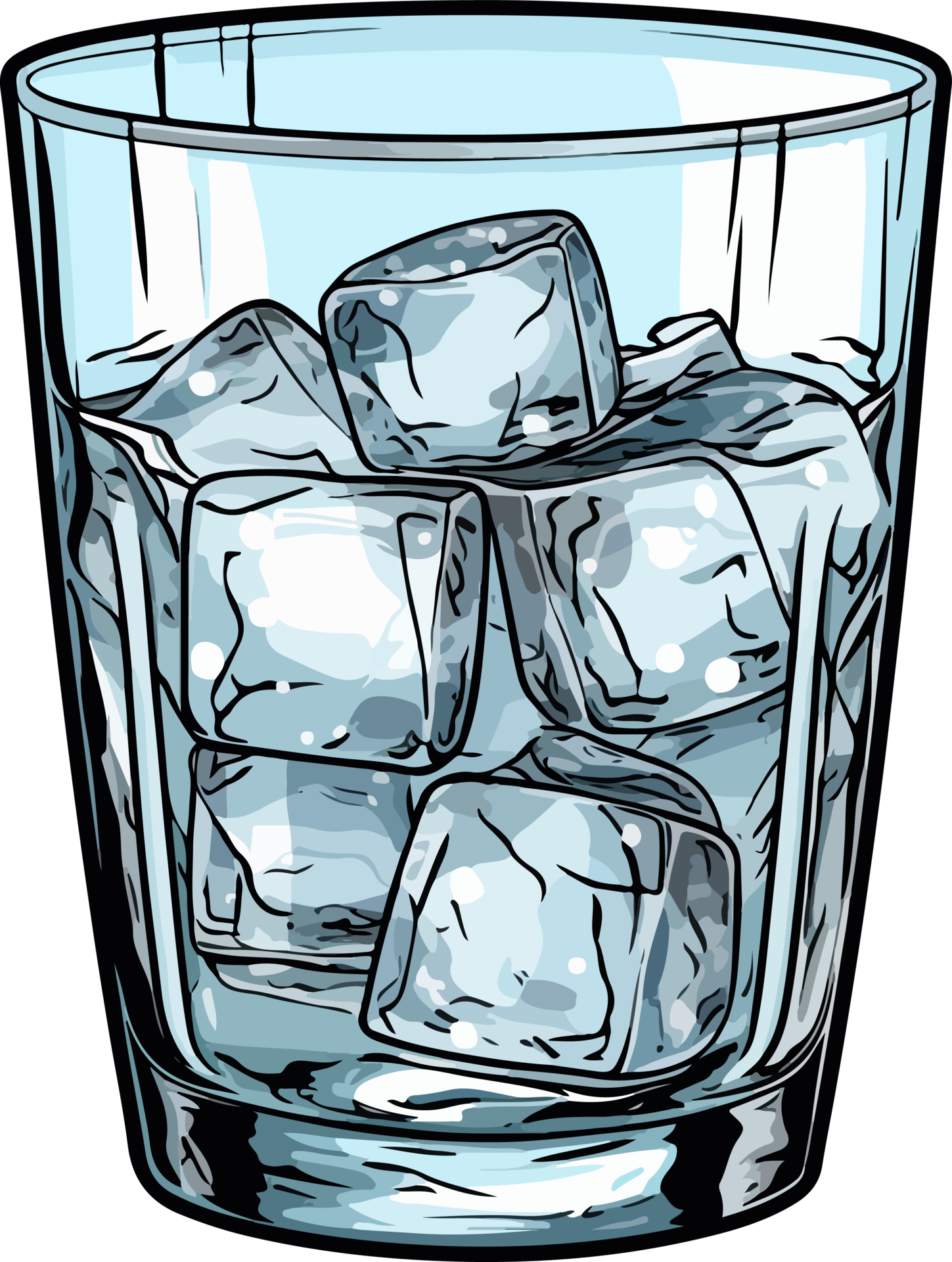 AI generated Glass with water and ice clipart design illustration