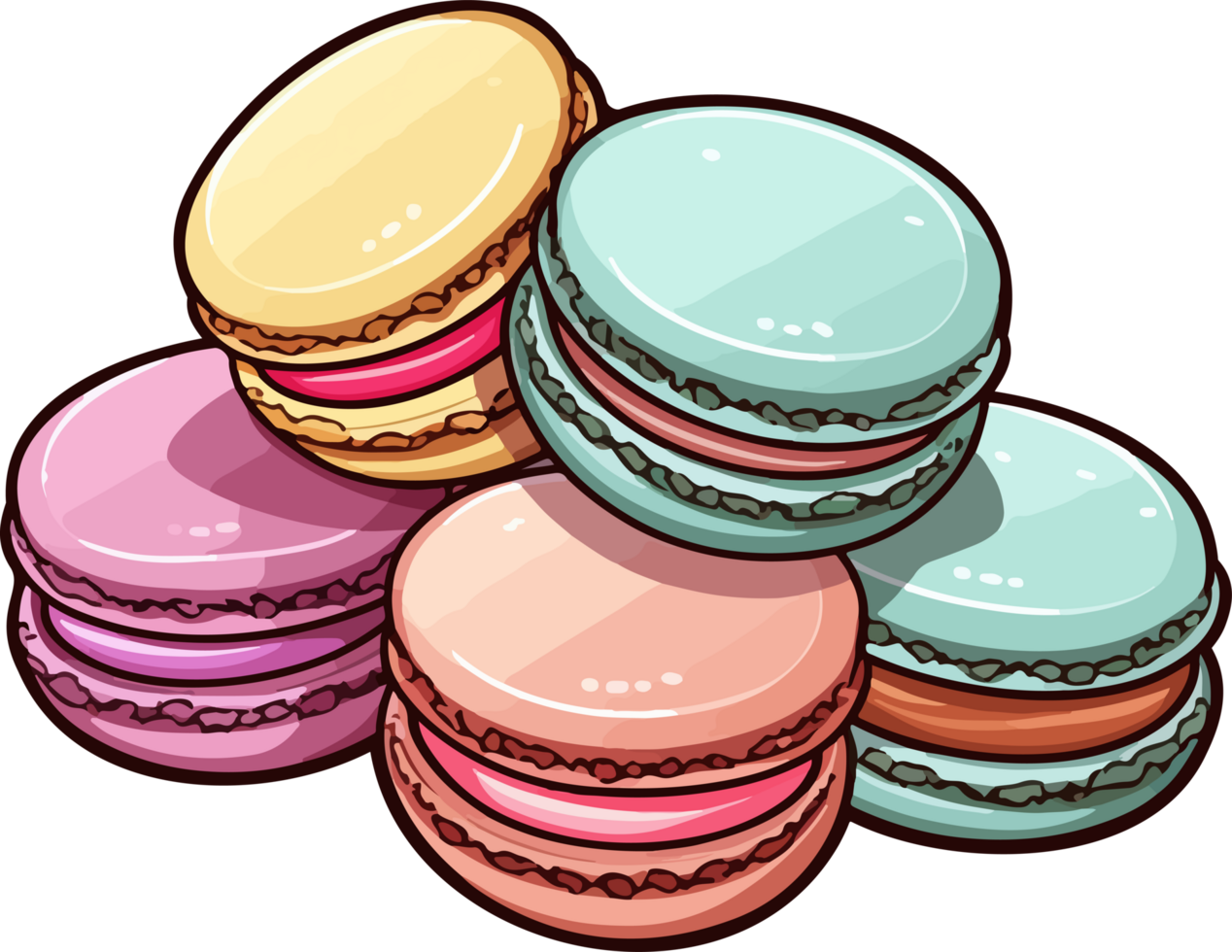 AI generated Macarons clipart design illustration png