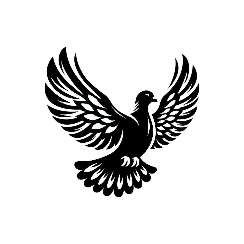 Flying dove bird silhouette. Peace symbol. Vector illustration