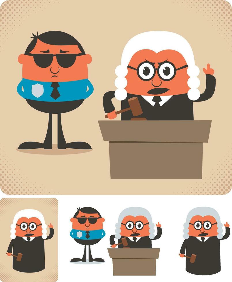 Judge Cartoon Set vector