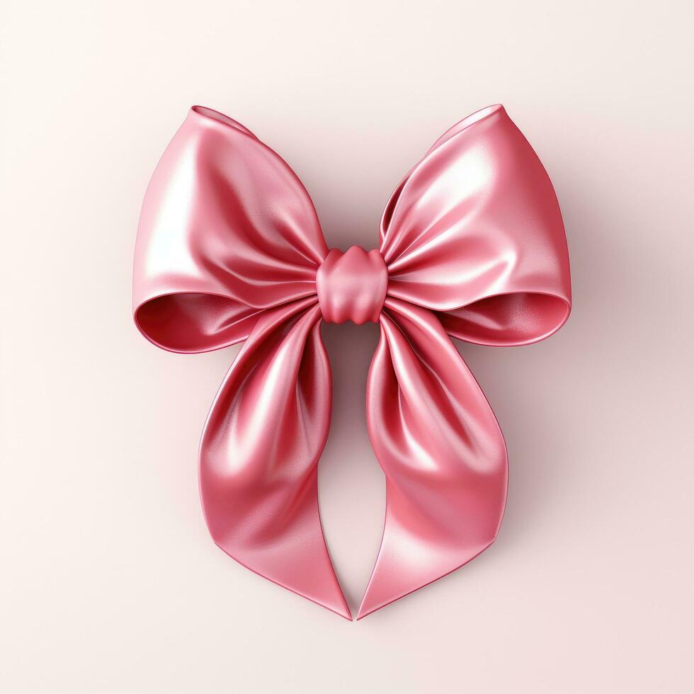 AI generated pink bow on white background photo