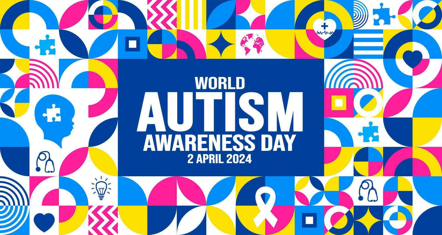 World autism awareness day Abstract Geometric minimalist simple shape and figure artwork  puzzle pieces pattern background template celebrated in 2 April. use to banner, greeting card, poster. vector
