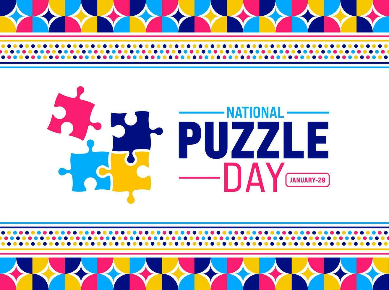 Puzzle Day background design template use to background, banner, placard, card, book cover, and poster design template with text inscription and standard color. vector illustration.