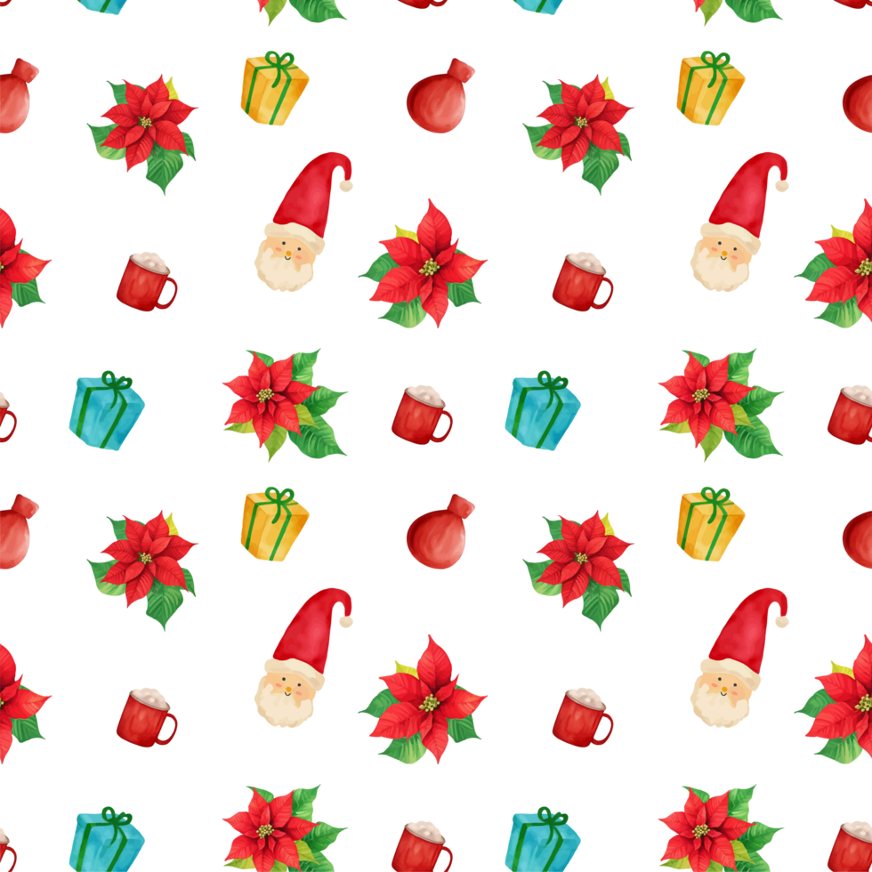 Watercolor christmas seamless pattern png
