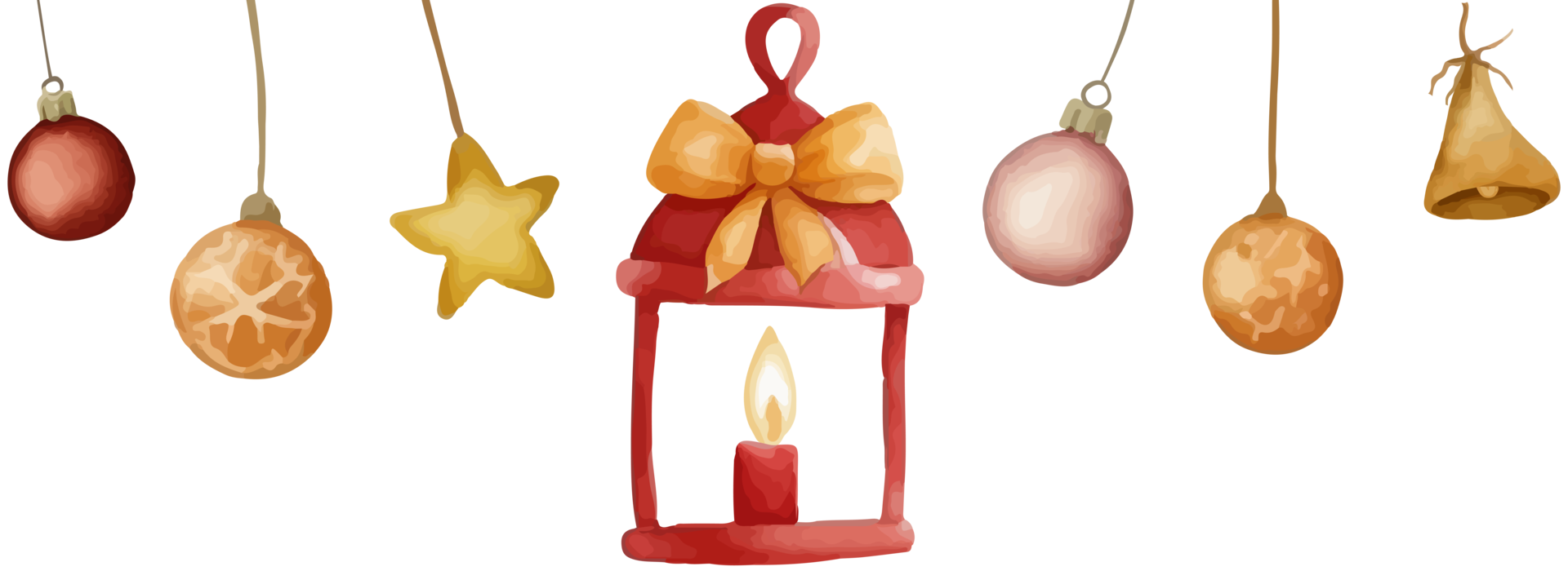 Watercolor christmas ornament clipart png