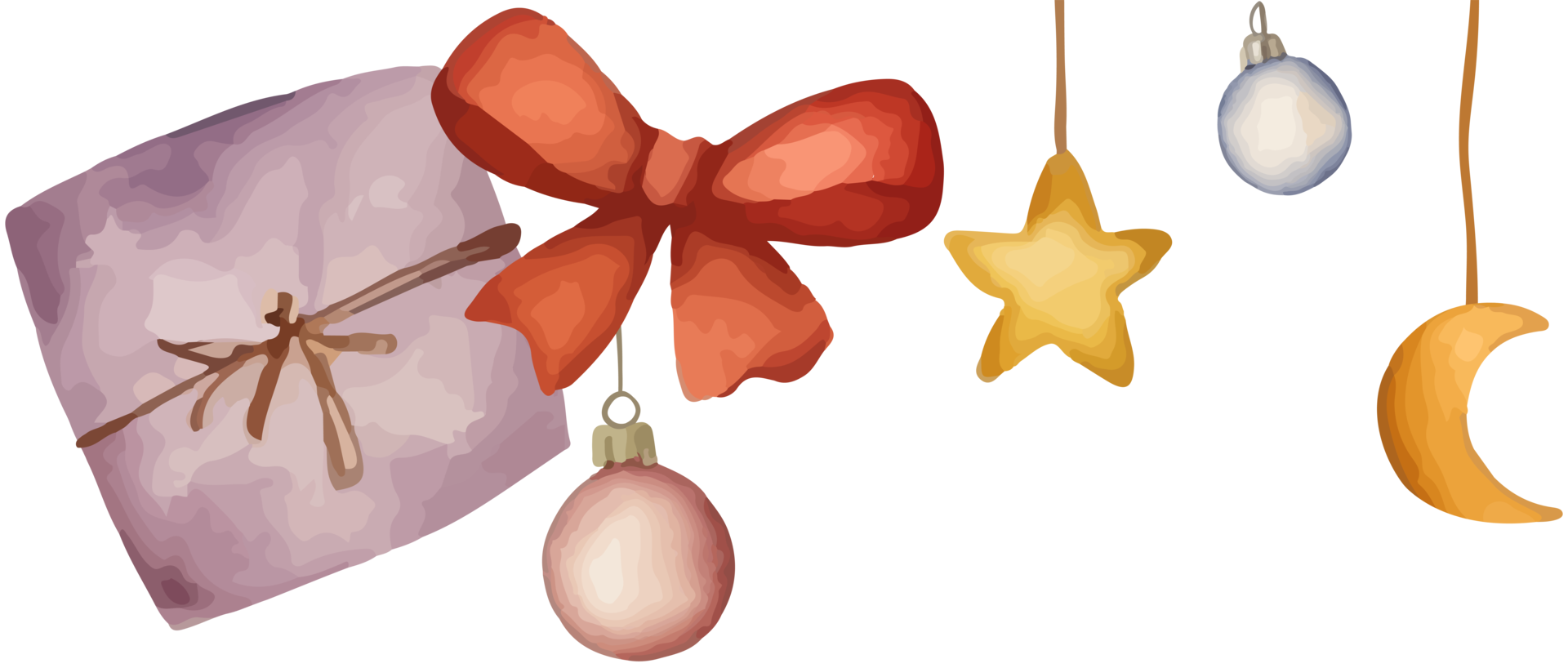 Watercolor christmas element collection png