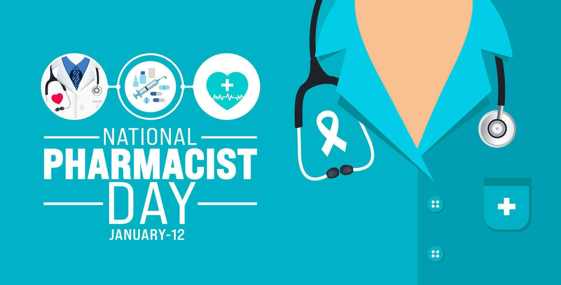 National Pharmacist day background design template use to background, banner, placard, card, book cover,  and poster design template with text inscription and standard color. vector