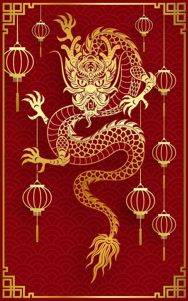 Traditional gold Chinese Dragon design vector