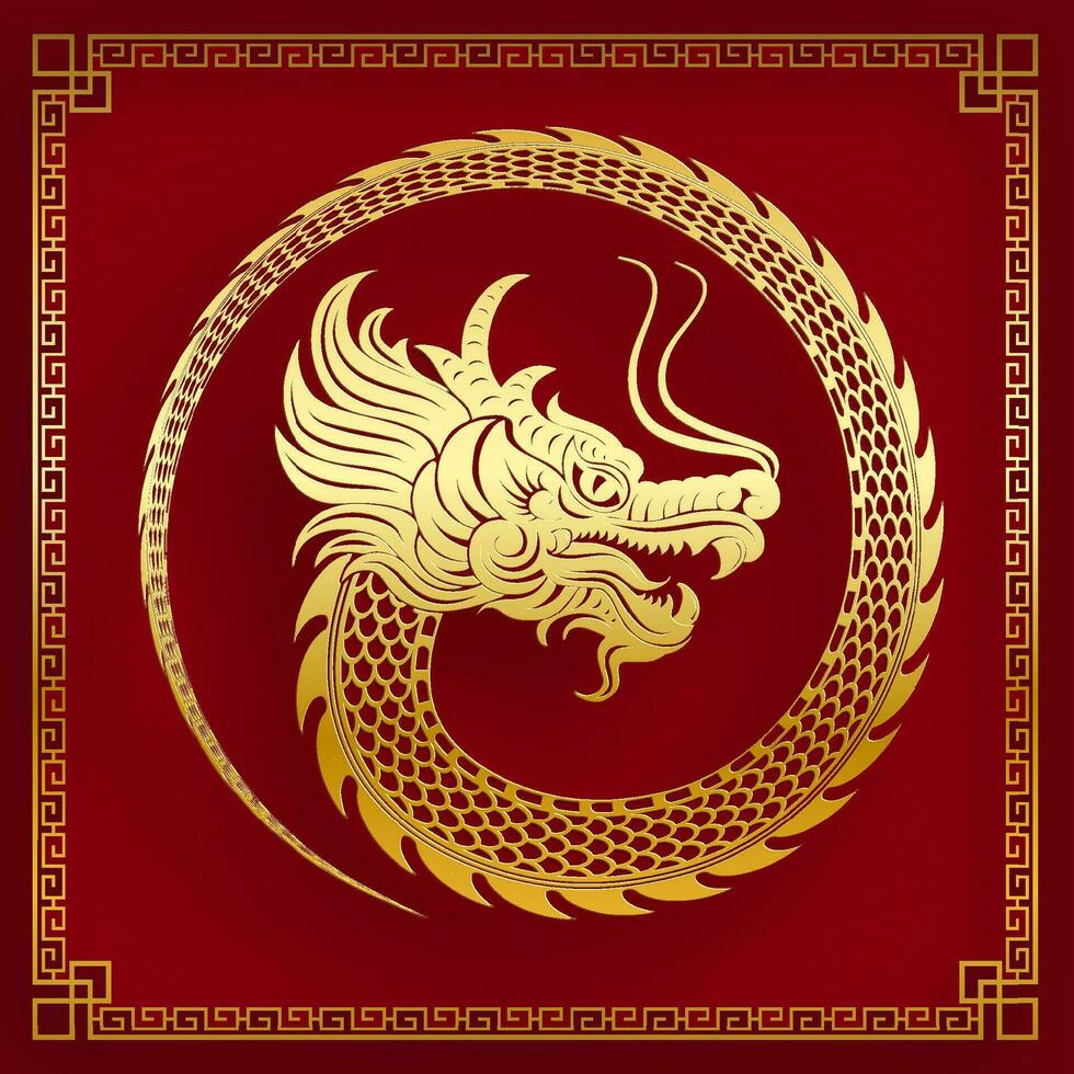 Traditional gold Chinese Dragon design vector