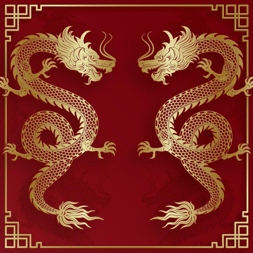 Traditional gold Chinese Dragon design vector