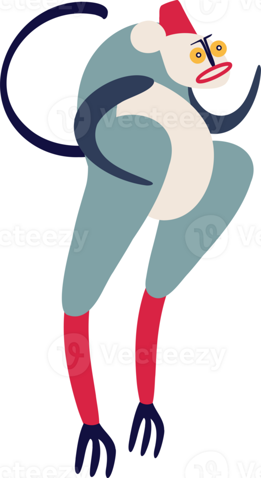 Funny monkey. Illustration in modern childish hand drawn style png