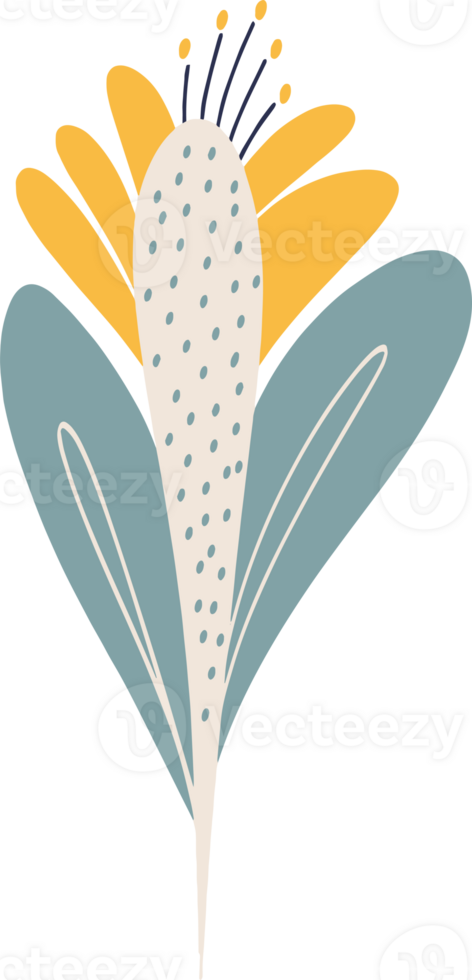 Tropical flower in Asian style. Cartoon illustration png