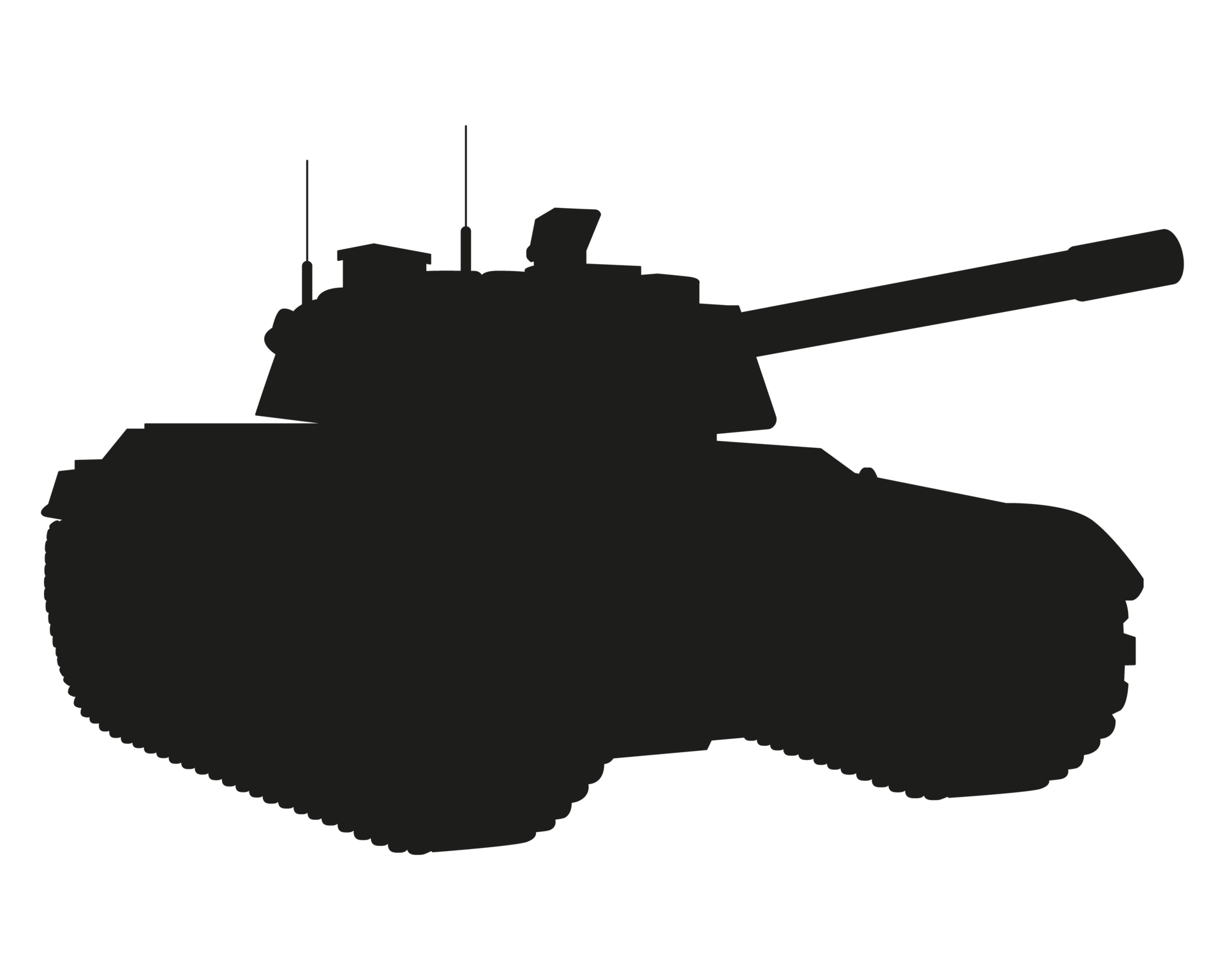 Main battle tank black silhouette. Armored fighting vehicle. Special