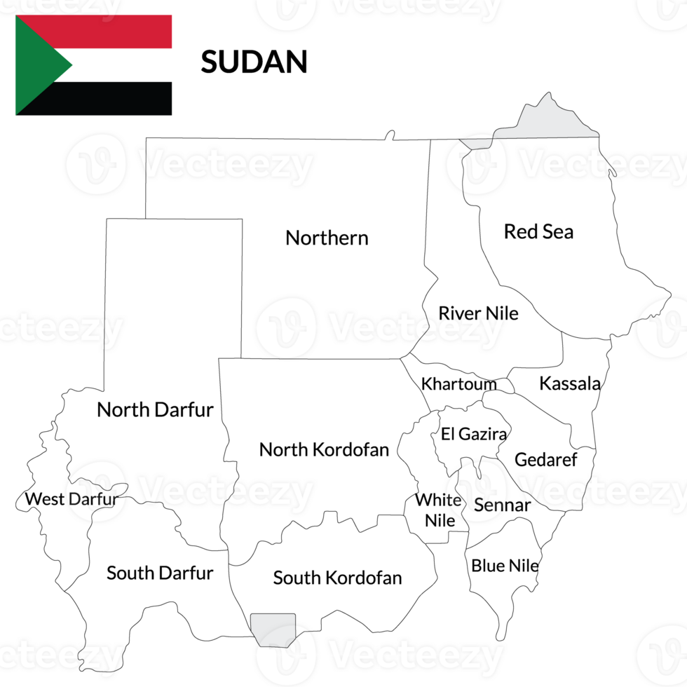 Sudan map. Map of Sudan with Sudan national flag. png