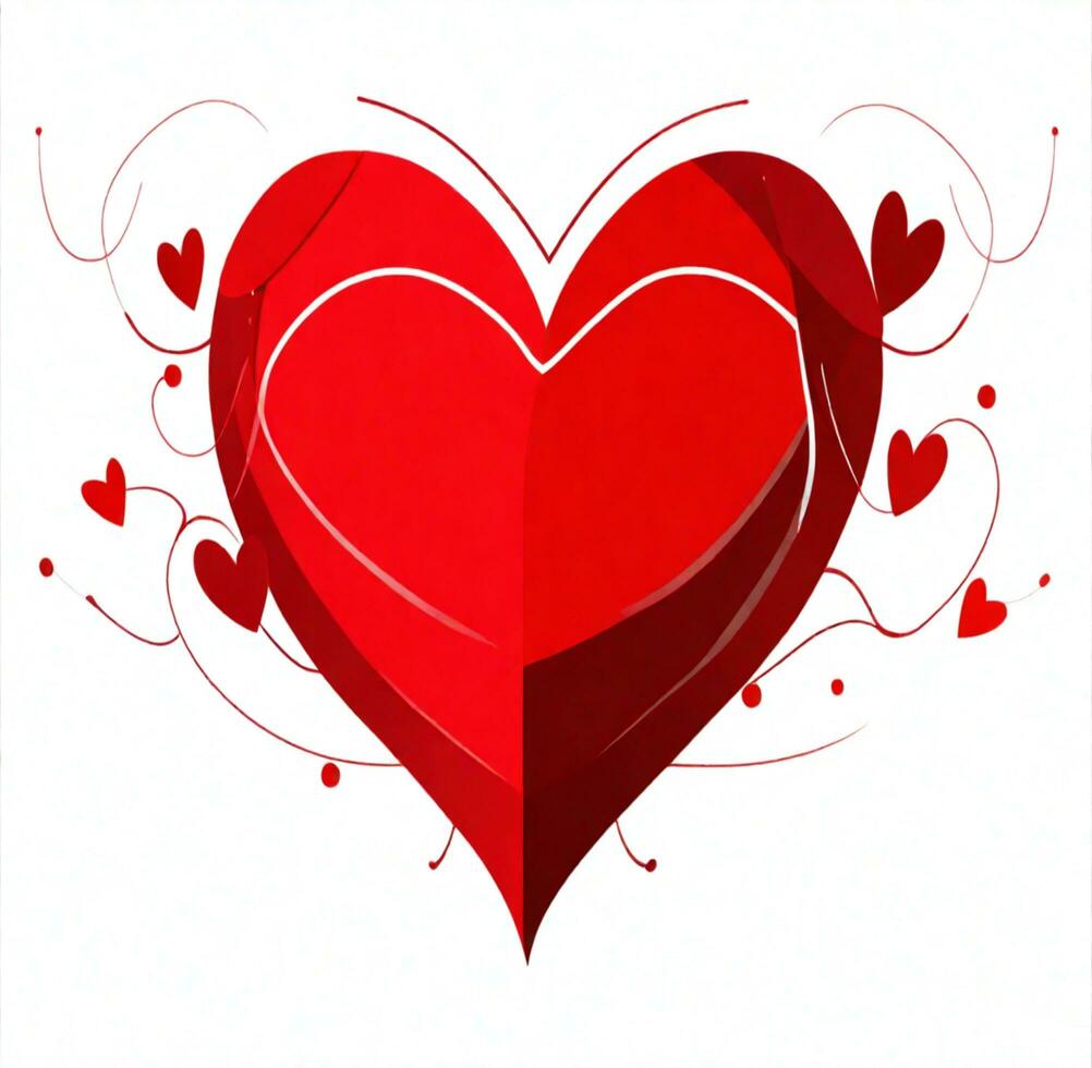 AI generated Valentine's day background with red hearts and gift. Copy space. photo