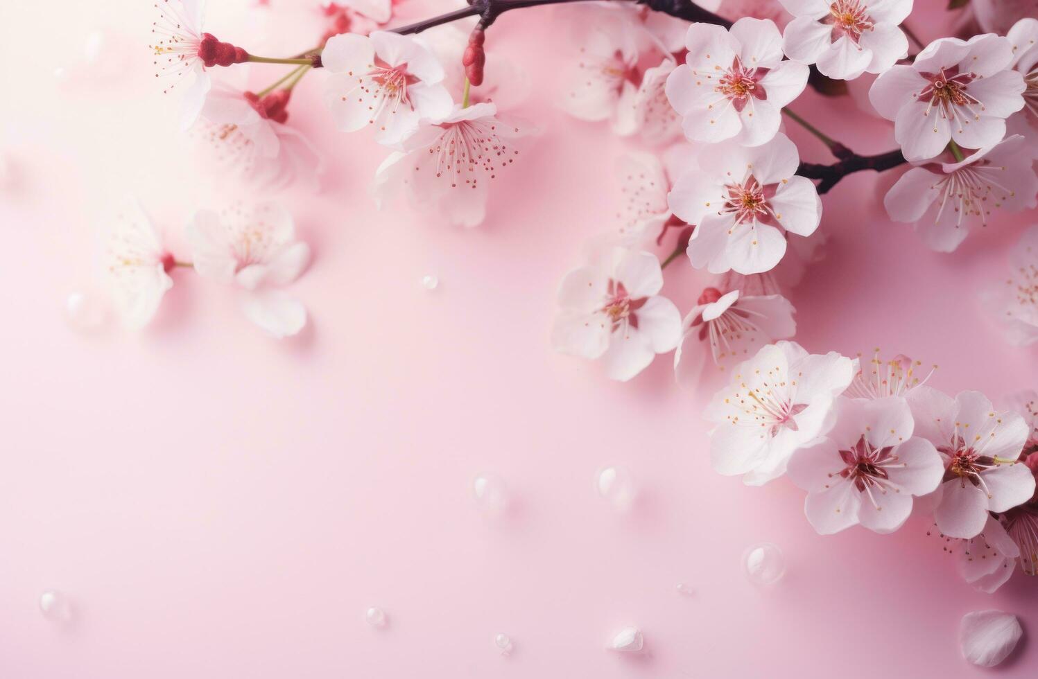 AI generated cherry blossoms on pink background photo