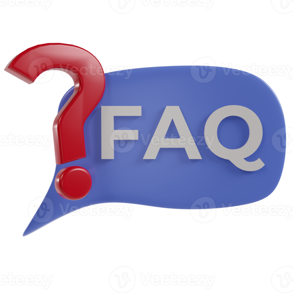 3d render speech bubble icon and question mark with FAQ writing png